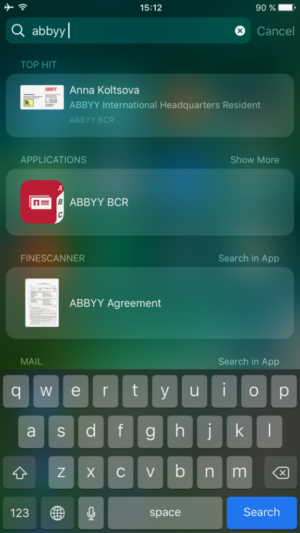spotlight iOS Search TextGrabber BCR