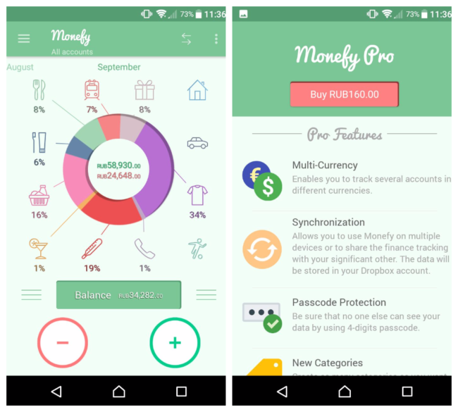 App Monefy economy expenses manager (money)