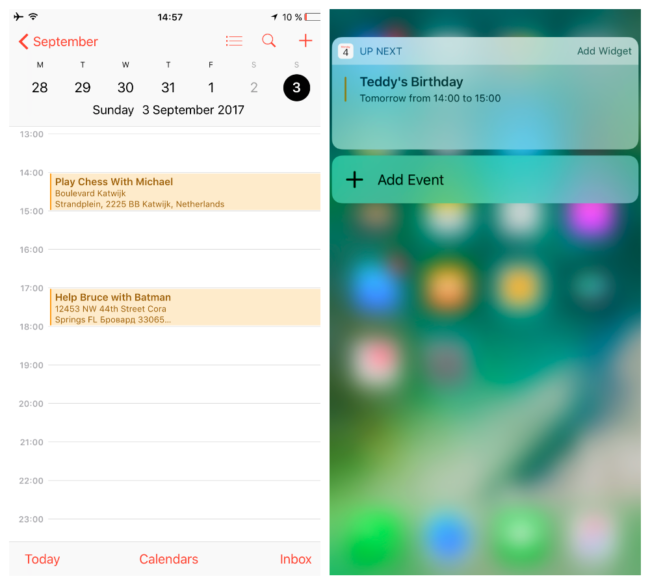 iphone calendar app schedule events iOS