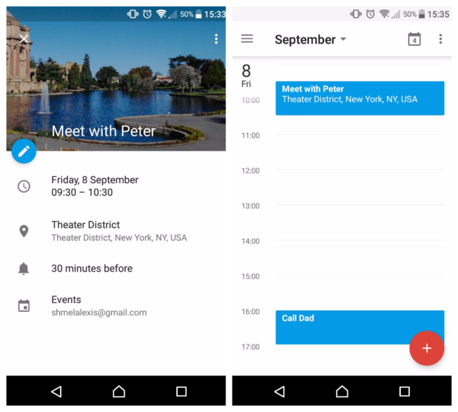 iphone calendar app schedule events android