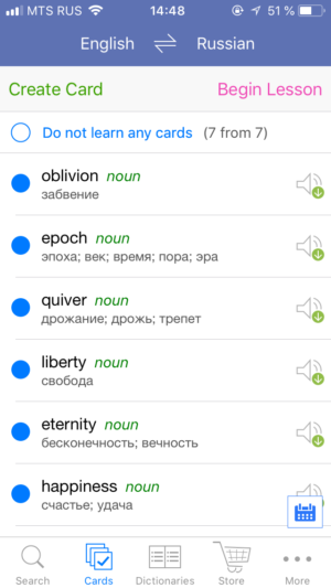 learn foreign words with flashcards lingvo App