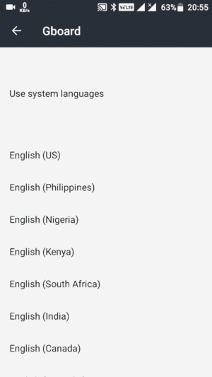 android keyboard select languages typing