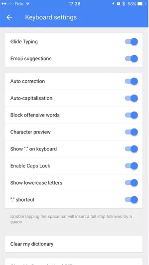 android keyboard settings autocorrect text