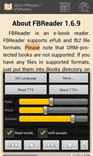 FBReader App read books phone