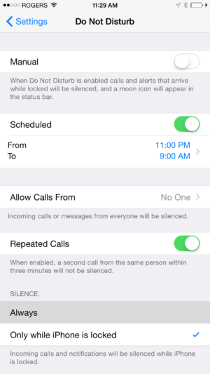 ios iphone do not disturb feature