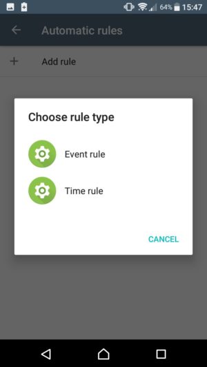 do not disturb android choose rule type