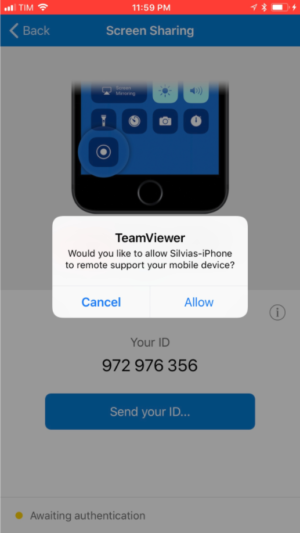 iOS manage iPhone on distance TeamViewer