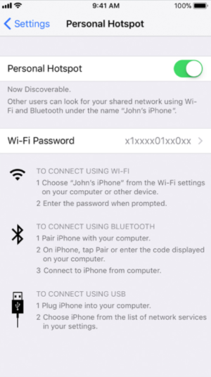 iOS Set Up Personal Hotspot wi-fi
