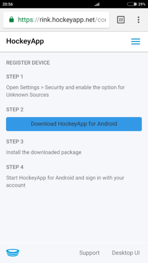 Android HockeyApp test app install