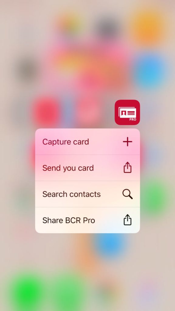 bcr 3d touch icon on iPhone
