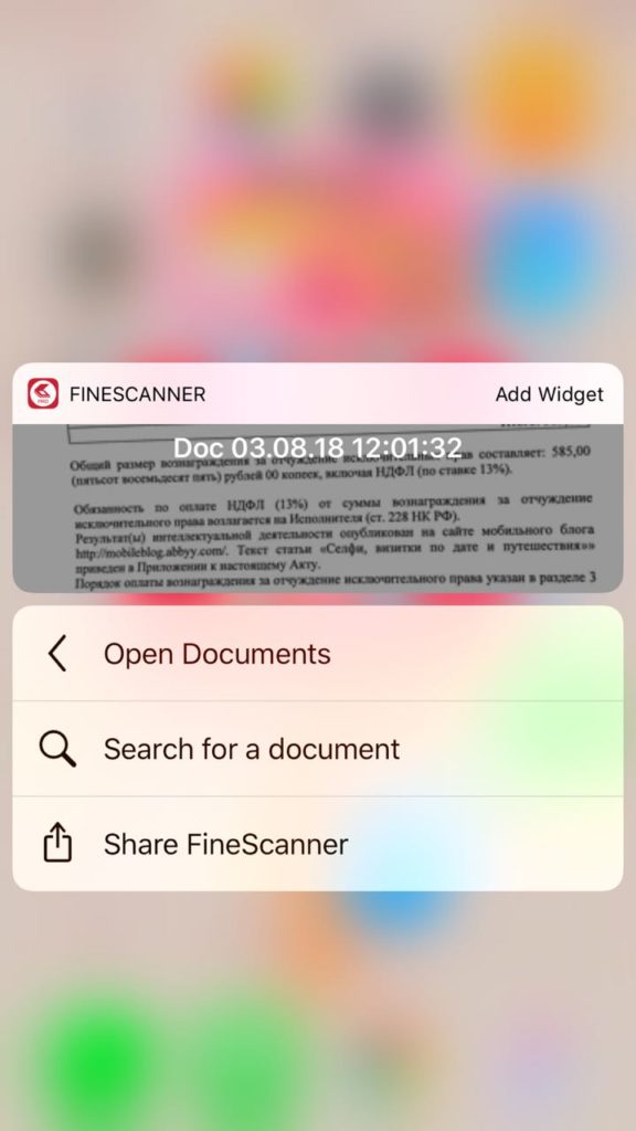 FineScanner 3d touch icon on iPhone
