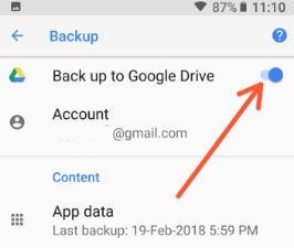 android google drive backup