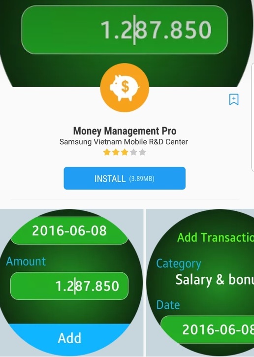 Samsung Gear приложение для ведение финансов