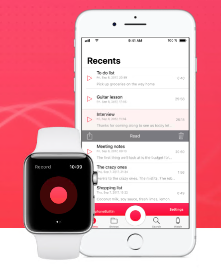 Apple watch iPhone приложение диктофон